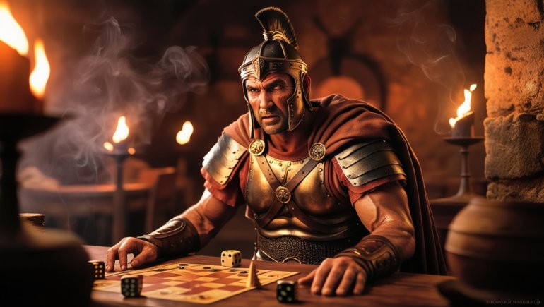 Roman warrior gambling