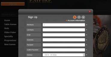 Slots Empire Casino: Registration