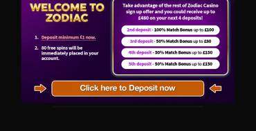 Zodiac Casino: Deposits