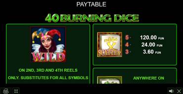 40 Burning Dice: Payout table