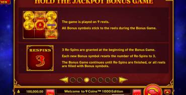 9 Coins: 1000 Edition: Free spins and/or respins