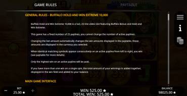 Buffalo Hold And Win Extreme 10000: Rules