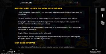 Crack the Bank Hold and Win: Rules