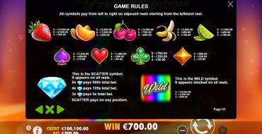 Fruit Rainbow: Paytable