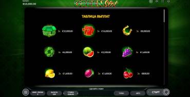 Green Slot: Payout table