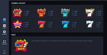 Hot Triple Sevens: Paytable