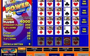 Jacks or Better Power Poker online