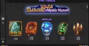 Madame in Mystic Manor: Payout table