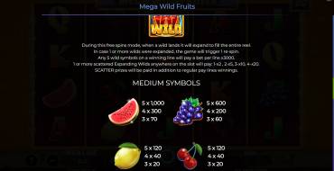 Mega Wild Fruits: Payout table