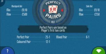 Perfect Pairs Blackjack: 