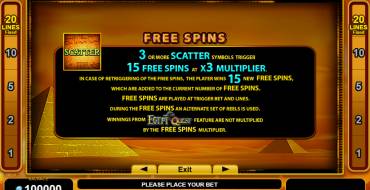 Rise of Ra: Egypt Quest: Free spins and/or respins