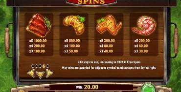 Sizzling Spins: Payout table