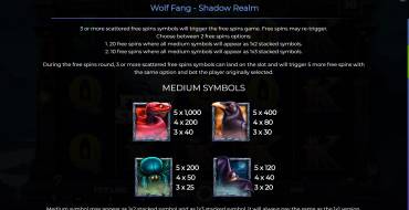 Wolf Fang – Shadow Realm: Payout table